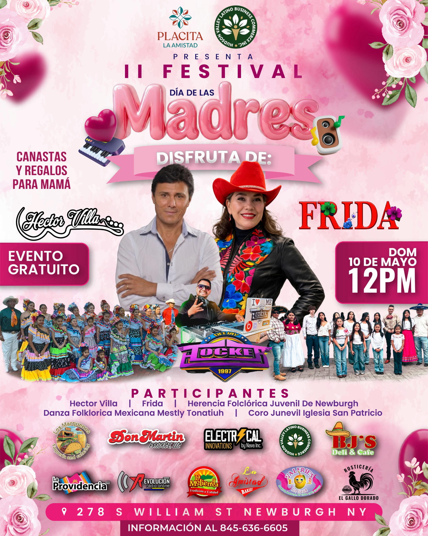 II Festival Día de las Madres flyer with performers Hector Villa and Frida