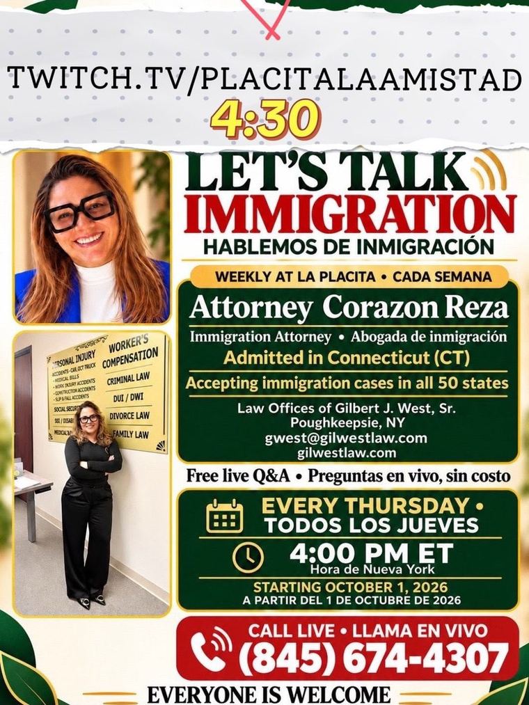 Volante Let's Talk Immigration con la Abogada Corazon Reza